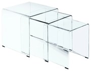 Τραπεζάκι Βοηθητικό GLASSER Διάφανο Γυαλί 42x42x42/36x36x39/30x30x36cm Σετ 3Τμχ