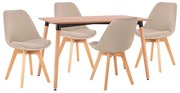 Σετ τραπεζαρίας VEGAS C21180 5τμχ MDF TOP Φυσικό & Καρέκλες Ύφασμα Μπέζ 120x80x73 εκ.