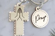 Σετ των 3 Intra απο ξύλο plywood 3mm-4mm πάχος Christian Keychain | Μπρελόκ Δίασταση 6x6 cm INTRAFABR-123417649