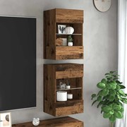 vidaXL Κρεμαστά ντουλάπια με φώτα LED για τηλεόραση 2 Τεμ. Μαύρα 40x30x60,5 εκ.