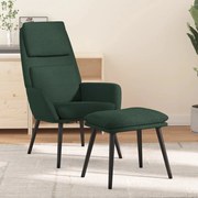 vidaXL Πολυθρόνα Relax Σκούρο Πράσινο Υφασμάτινη με Σκαμπό