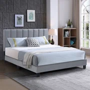 Κρεβάτι Διπλό ALLEGRO Γκρι Ύφασμα 149x205x117/127cm (Για Στρώμα 140x190cm)