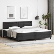 vidaXL Μαύρο Κρεβάτι Box Spring με Στρώμα, 200 x 200 εκ, Ψεύτικο Δέρμα