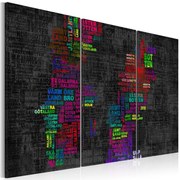 Πίνακας - Map of Sweden (colored names of cities) - triptych 60x40