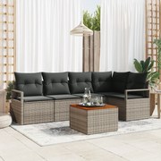 vidaXL Σετ Καναπέ Κήπου 6 Τεμαχίων με Μαξιλάρια Γκρι Πολυρατάν Ακακία
