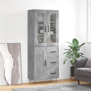 vidaXL Ντουλάπι Γκρι Σκυροδέματος 69,5x34x180 εκ. Επεξεργασμένο Ξύλο