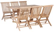 vidaXL Σετ Τραπεζαρίας Εξ. Χώρου Πτυσσόμενο 7 τεμ. από Μασίφ Ξύλο Teak