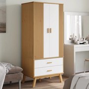 vidaXL Ντουλάπα OLDEN Λευκό &amp; Καφέ 76,5x53x172 εκ. Μασίφ Ξύλο Πεύκου