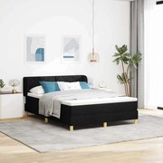 Κρεβάτι Box Spring με στρώμα - Μαύρο, 140x200 εκ., Ύφασμα