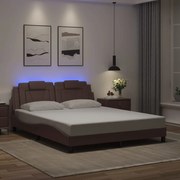 vidaXL Πλαίσιο Κρεβατιού με LED Καφέ 160x200 εκ. Συνθετικό Δέρμα