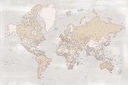 Χάρτης Rustic detailed world map with cities, Lucille, Blursbyai