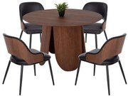 Τραπεζαρία (Σετ 5Τμχ) HM11965 Τραπέζι Denty &amp; 4 Καρέκλες Delf Walnut-Black 4 Θέσεων Mdf