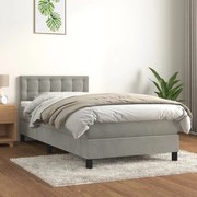 ΚΡΕΒΑΤΙ BOXSPRING ΜΕ ΣΤΡΩΜΑ ΑΝΟΙΧΤΟ ΓΚΡΙ 90X190 ΕΚ. ΒΕΛΟΥΔΙΝΟ 3141515