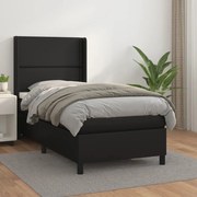 Κρεβάτι Boxspring με Στρώμα Μαύρο 90x200εκ. από Συνθετικό Δέρμα