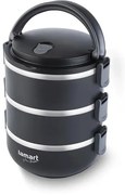 Lamart Φαγητοδοχείο Ανοξείδωτο 3 Επιπέδων 1.8lt Φ14.7xΥ21cm Μαύρο LT6023