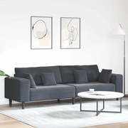 vidaXL Βελούδινος καναπές με μαξιλάρι με μαξιλάρι Σκούρο Γκρι 208 εκ. Βελούδο
