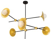00780 GloboStar®  JOLIET 00780 Μοντέρνο Φωτιστικό Οροφής Πλέγμα Πολύφωτο 6 x G9 IP20 Μαύρο &amp; Χρυσό Μέταλλο - Μ93 x Π93 x Υ87cm