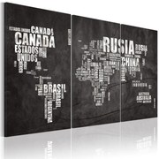 Πίνακας - Map of the World (Spanish language) - triptych 90x60