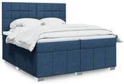 Κρεβάτι Boxspring με Στρώμα Μπλε 200x200 εκ. Υφασμάτινο 3291781