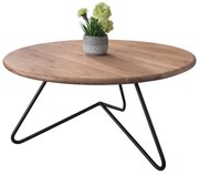 WOODWELL ΕΑ7074BORAL Τραπεζάκι Σαλονιού Καθιστικού, Μέταλλο Βαφή Μαύρο, Ξύλο Ακακία Φυσικό Φ83cm H.40cm ΕΑ7074