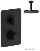Eurorama QUADRA Thermo Black matt Κεφαλή Ø30εκ. +Θερμοστατικός μίκτης εντοιχισμού 2 ή 3 εξόδων με εκτροπέα