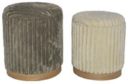 Intrahome Σκαμπό Poofy intrahome σετ 2 τεμ μπουκλέ ύφασμα σε γκρι και λευκή απόχρωση | SKU: INTRAPA-464111116