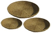 NEREA ΔΙΣΚΟΣ SET 3ΤΜΧ SEAGRASS ΜΕΤΑΛΛΟ ΦΥΣΙΚΟ D55/50/45xH8/6/4cm - 027374