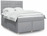 Κρεβάτι Boxspring με Στρώμα Ανοιχτό Γκρι 140x190 εκ. Υφασμάτινο