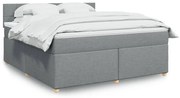 vidaXL Κρεβάτι Boxspring με Στρώμα Ανοιχτό Γκρι 180x200 εκ. Υφασμάτινο