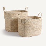 Σετ 2 πλεκτά καλάθια από σχοινί καλαμποκιού, Aiocha