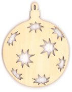 Mπάλα χριστουγεννιάτικη ξύλινη 8x6,3x0,3εκ. 6 τμχ.