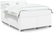vidaXL Κρεβάτι Boxspring με Στρώμα Λευκό 140x190εκ.από Συνθετικό Δέρμα
