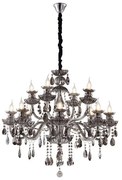 Artekko Chandelier Πολυέλαιος 12φωτος Ανθρακί Κρύσταλλο (80x80x70)cm