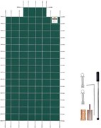 VEVOR Pool Safety Cover Fits 20x40ft Rectangle Inground Pools, Safety Pool Cover with 4x10ft Center End Step, Mesh Solid Pool Cover with Drainage Holes for Swimming Pool, Winter Safety Cover, Green