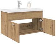 vidaXL Έπιπλο νεροχύτη με ενσωματωμένη λεκάνη και βρύση Artisan Oak