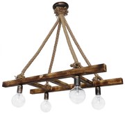 Φωτιστικό Οροφής Πολύφωτο Heronia Skala Rope 31-1046 Natural Wood/Rope