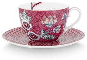 ΦΛΥΤΖΑΝΙ CAPPUCCINO ΜΕ ΠΙΑΤΑΚΙ 280ml PIP STUDIO - FLOWER FESTIVAL 51004145 (DARK PINK)