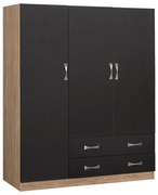 Ντουλάπα 3φυλλη Carly Με Δύο Συρτάρια Sonama-Γκρι 150x55x180Υεκ.
