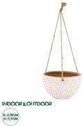 Κρεμαστό Πήλινο Κεραμικό Κασπώ Γλάστρα - Flower Pot Κεραμιδί με Λευκό Artificial Garden 20462 Globostar-20462-Καφέ 20462