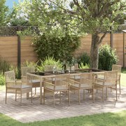 vidaXL Σέτ φαγητού για κήπο 9 pcs Μπεζ 250 x 100 x 75 cm