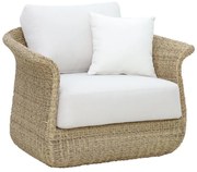 Καρέκλα - Πολυθρόνα Gogi αλουμίνιο-συνθετικό wicker σε φυσικό χρώμα-μπεζ ύφασμα 100x83x73εκ 100x73x83 εκ.