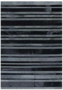 Δερμάτινο Χειροποίητο Χαλί Skin Stripes Black-Grey