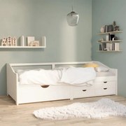 vidaXL Καναπές Κρεβάτι 3 Θέσεων με Συρτάρια Λευκό 90x200εκ Μασίφ Πεύκο