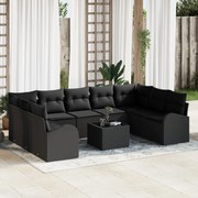 vidaXL Σετ Καναπέ Κήπου 10 Τεμαχίων με Μαξιλάρια Μπεζ Πολυ Ρατάν