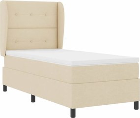 vidaXL Κρεβάτι με ελατήρια με στρώμα Κρεμ 100 x 200 cm ύφασμα