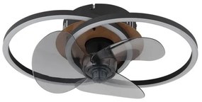 Ανεμιστήρας Οροφής LED 24W Μαύρο Dimmable 2400Lm Όψη Καφέ Karen 03661 Globo Lighting-3661-Μαύρο 3661