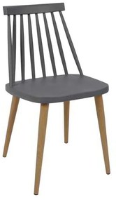 Καρέκλα LAVIDA Μεταλλική Φυσικό, PP Ανθρακί 43x48x77cm (Σετ 4 ΤΕΜ)