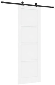 vidaXL Συρόμενη Πόρτα με Σετ Εξαρτημάτων Λευκή 78x232 εκ. Συμπαγές Ξύλο Πεύκου