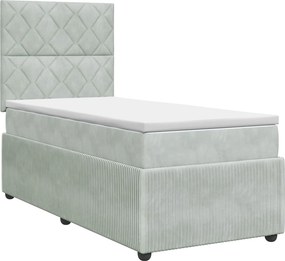 vidaXL Κρεβάτι box spring με στρώμα Ανοιχτό γκρι 80 x 200 cm Βελούδο
