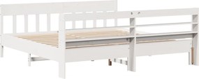 vidaXL Σκελετός Κρεβ. Χωρίς Στρώμα Λευκό 200x200 εκ Μασίφ Πεύκο